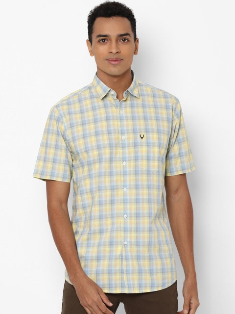 

Allen Solly Men Yellow Slim Fit Opaque Checked Casual Shirt