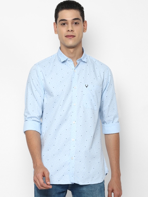 

Allen Solly Men Blue Slim Fit Opaque Printed Cotton Casual Shirt