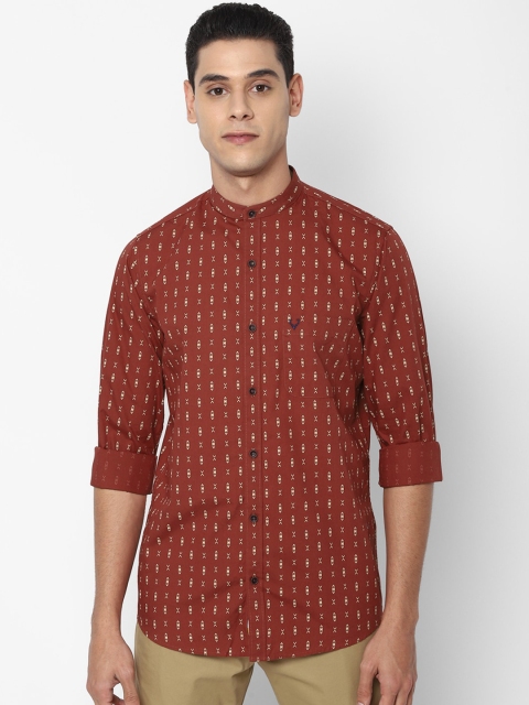 

Allen Solly Men Maroon Slim Fit Opaque Printed Casual Cotton Shirt