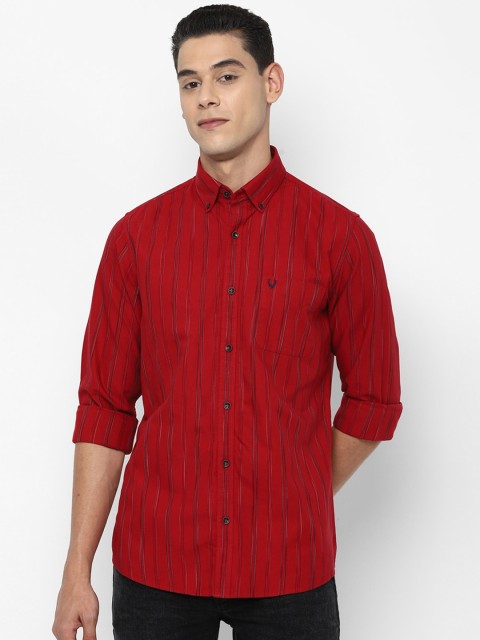 

Allen Solly Men Red Slim Fit Opaque Striped Casual Shirt