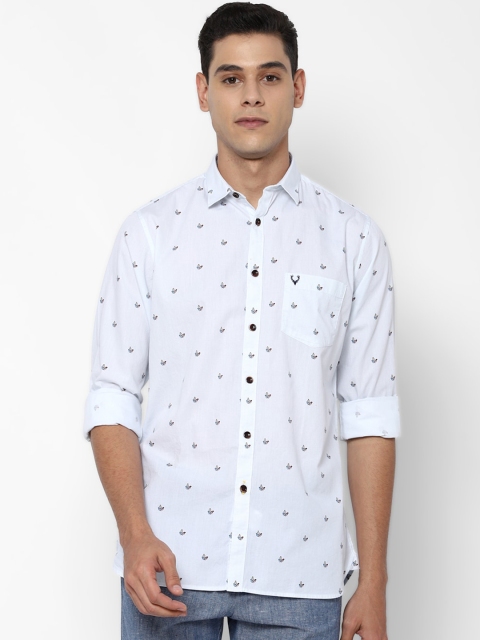 

Allen Solly Men Blue Slim Fit Floral Opaque Printed Pure Cotton Casual Shirt