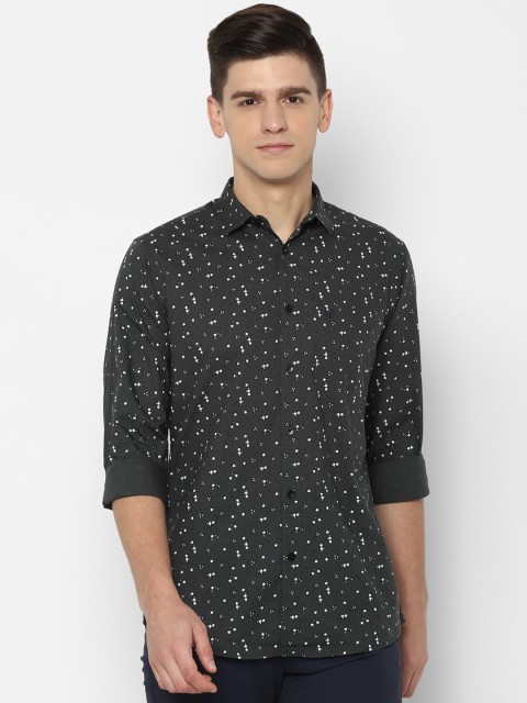 

Allen Solly Men Charcoal Black Slim Fit Floral Opaque Printed Pure Cotton Casual Shirt