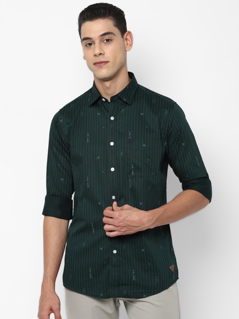 

Allen Solly Men Green Slim Fit Opaque Striped Casual Cotton Shirt