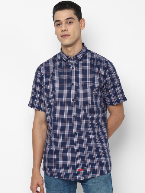 

Allen Solly Men Navy Blue Slim Fit Tartan Checks Opaque Checked Casual Shirt