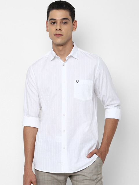 

Allen Solly Men White Solid Slim Fit Pure Cotton Casual Shirt
