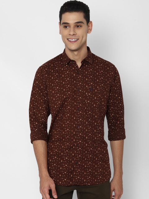 

Allen Solly Men Maroon Slim Fit Floral Opaque Printed Pure Cotto Casual Shirt