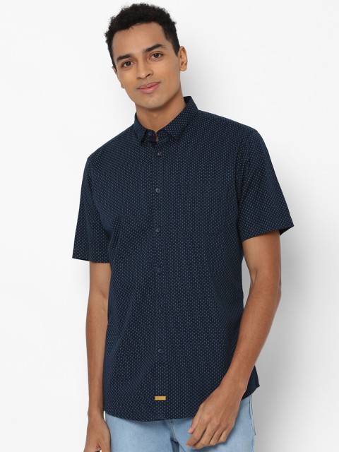 

Allen Solly Men Navy Blue Slim Fit Pure Cotton Printed Casual Shirt