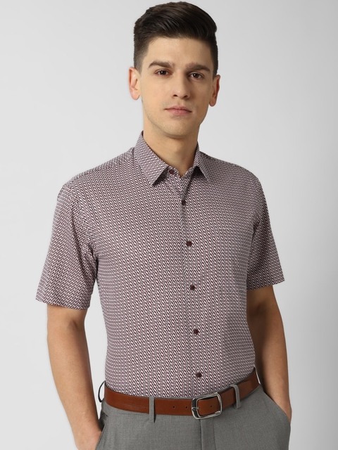 

Peter England Men Pink Opaque Printed Formal Shirt
