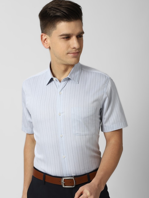 

Peter England Men Blue Striped Pure Cotton Formal Shirt