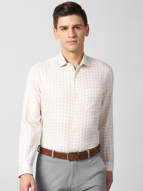 

Peter England Men Cream-Coloured Opaque Checked Formal Shirt