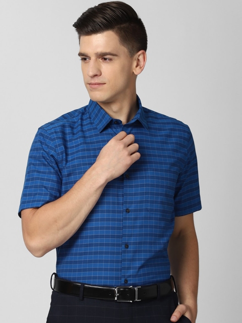 

Peter England Men Blue Checked Formal Shirt