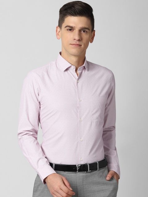 

Peter England Men Pink Slim Fit Opaque Printed Formal Shirt