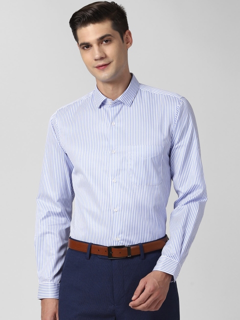 

Peter England Men Blue Slim Fit Opaque Striped Formal Shirt
