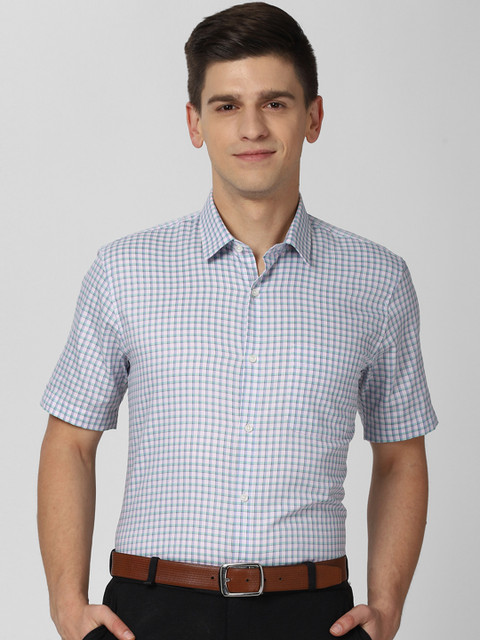 

Peter England Men Blue Checked Formal Shirt