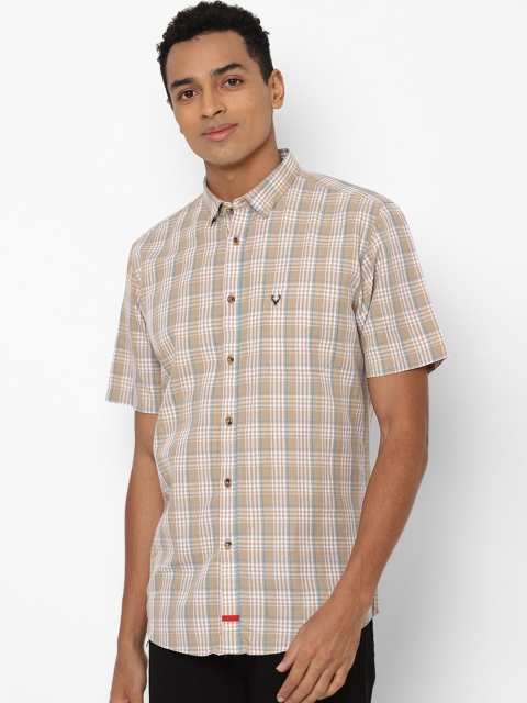 

Allen Solly Men Beige Slim Fit Tartan Checks Cotton Checked Casual Shirt