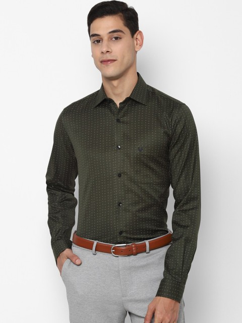 

Allen Solly Men Olive Green Slim Fit Opaque Printed Formal Shirt