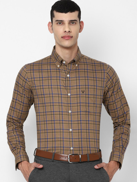 

Allen Solly Men Brown Slim Fit Opaque Checked Formal Shirt