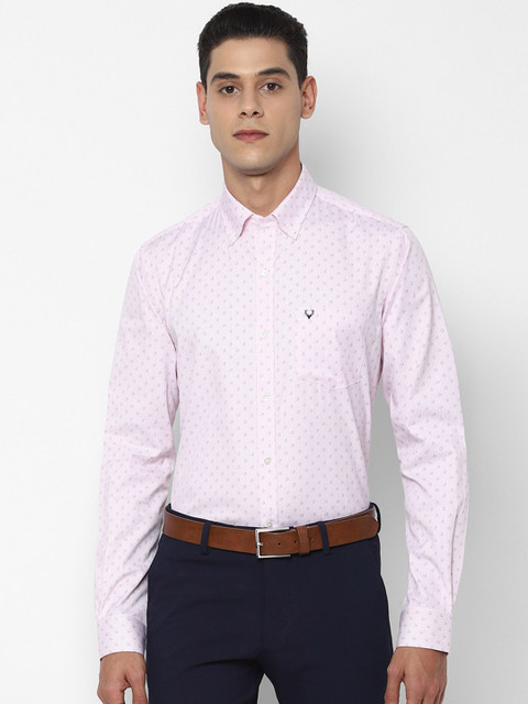 

Allen Solly Men Pink Slim Fit Opaque Printed Formal Shirt
