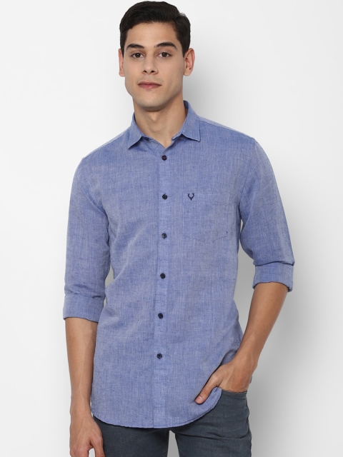 

Allen Solly Men Blue Slim Fit Opaque Linen Blend Casual Shirt