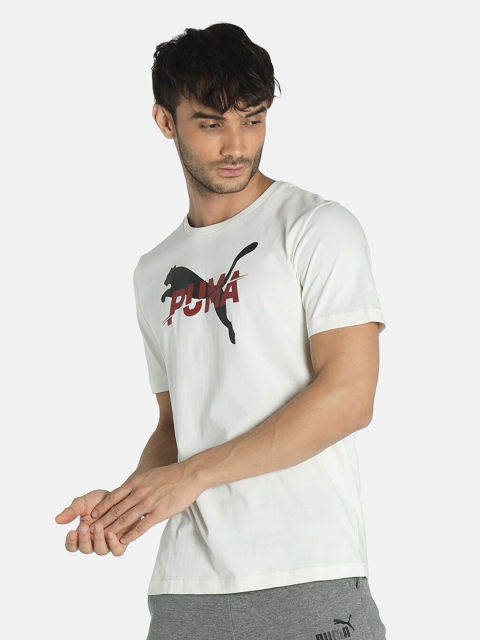 

Puma Men Off White Brand Logo Printed T-shirt