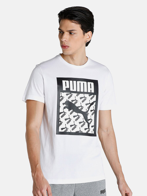 

Puma Men White & Black Brand Logo Printed T-shirt