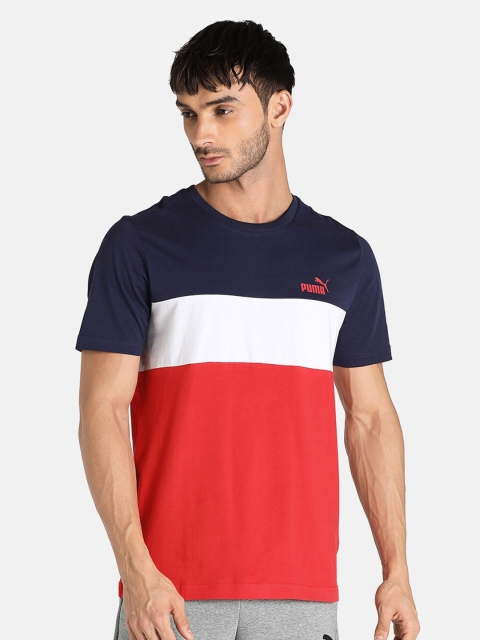 

Puma Men Navy Blue & Red Colourblocked T-shirt