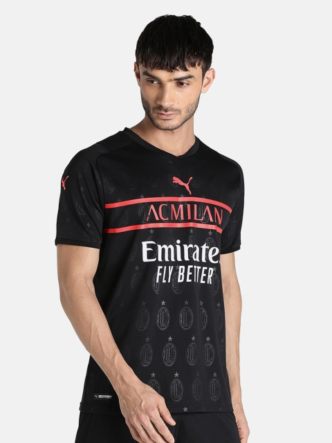 

Puma Men Black Brand Logo A C Milan Printed T-shirt