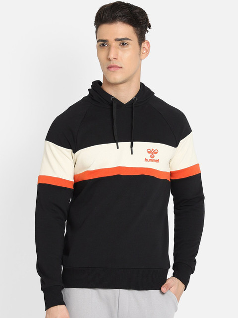 

hummel Men Black Striped Hooded Sweatshirt