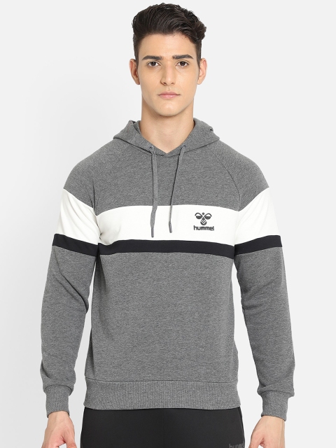 

hummel Men Black Striped Hooded Sweatshirt