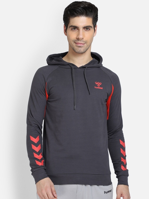 

hummel Men Grey Printed Hooded Sweatshirt