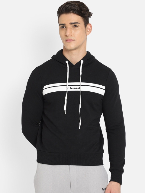 

hummel Men Black Printed Hooded Sweatshirt