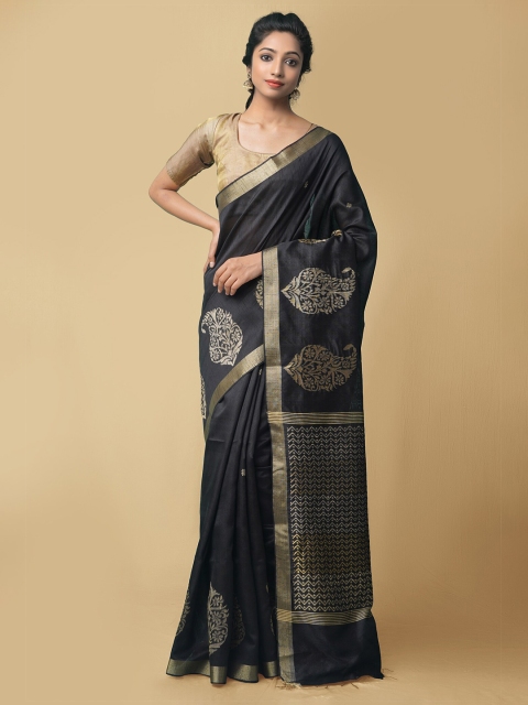 

Unnati Silks Women Black Bengal Linen Saree