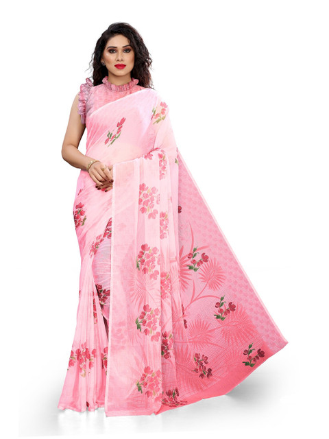 

KALINI Pink & Green Floral Bagh Saree