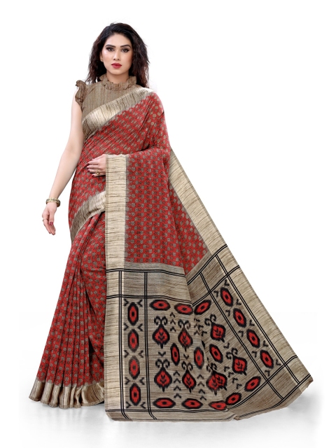 

KALINI Red & Beige Floral Printed Saree