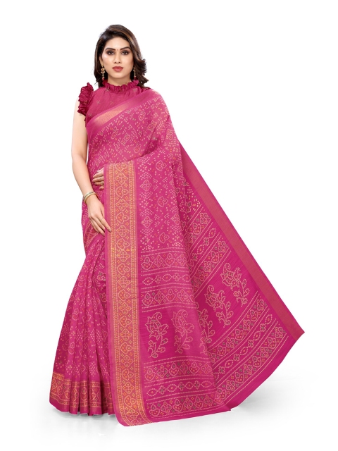 

KALINI Women Pink Bandhani Printed Saree