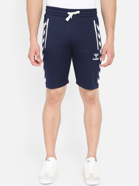 

hummel Men Black Solid Sports Shorts with Print Detail