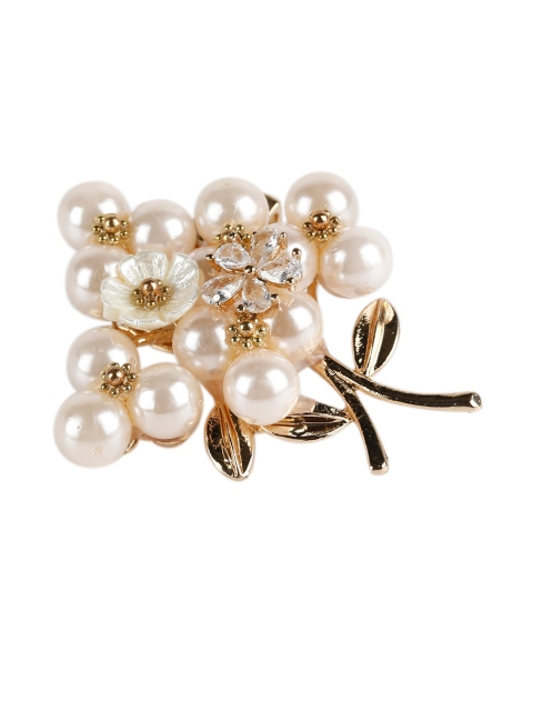 

Alvaro Castagnino Men White & Gold-Toned Embellished Brooch