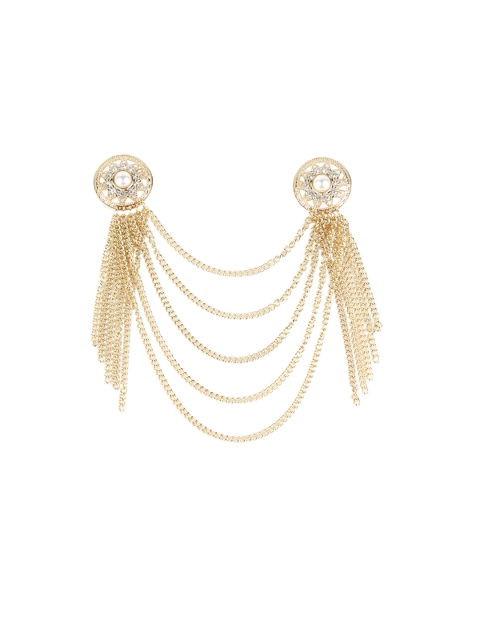 

Alvaro Castagnino Men Gold-Toned & White Stone Studded Chain Brooch