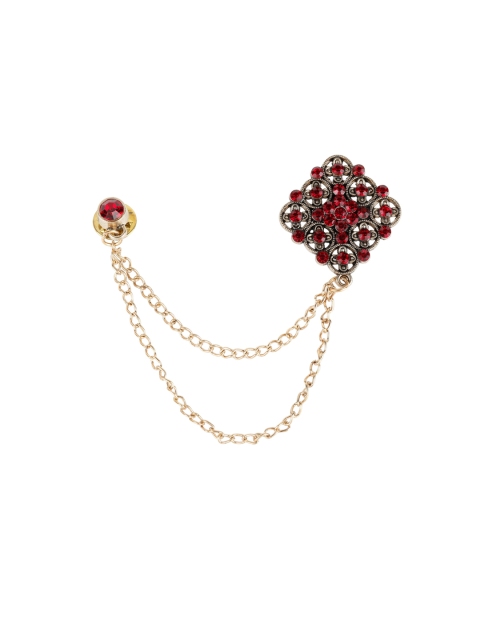 

Alvaro Castagnino Men Maroon & Gold-Toned Embellished Lapel Pin
