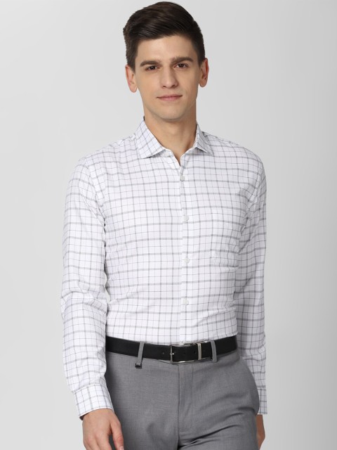 

Peter England Elite Men White Slim Fit Opaque Checked Formal Shirt