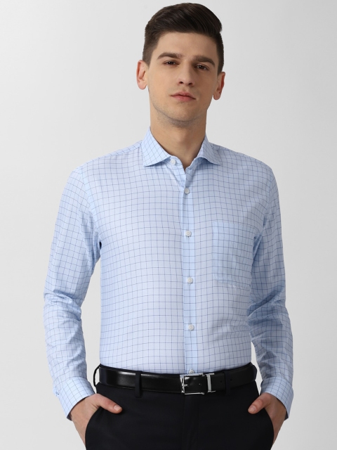 

Peter England Elite Men Blue Opaque Checked Formal Shirt