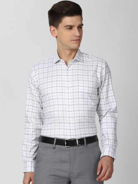 

Peter England Elite Men White & Black Grid Tattersall Checks Opaque Formal Shirt