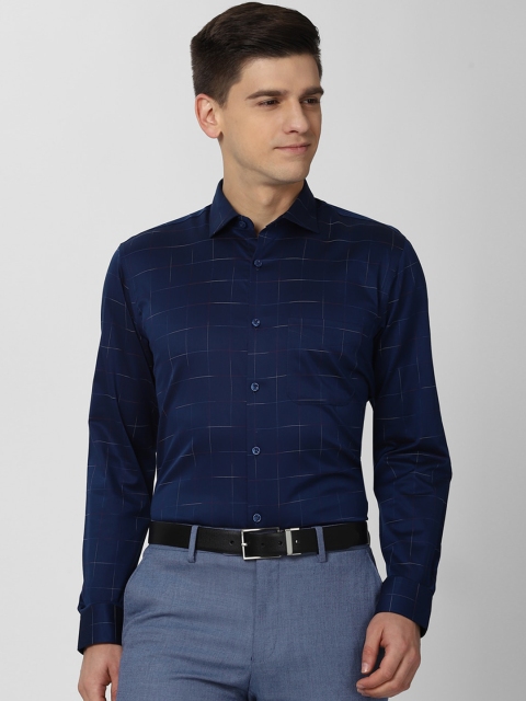 

Peter England Elite Men Navy Blue & White Slim Fit Geometric Print Formal Shirt