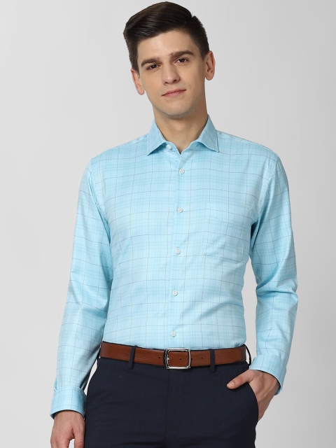 

Peter England Elite Men Blue Opaque Checked Formal Shirt