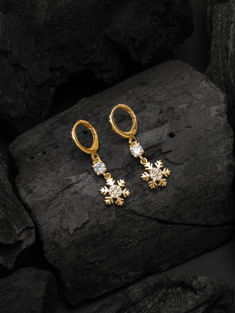 

aadita Gold-Toned Geometric Drop Earrings