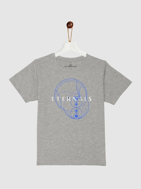 

YK Marvel Boys Grey Melange & Blue Eternals Printed Pure Cotton T-shirt