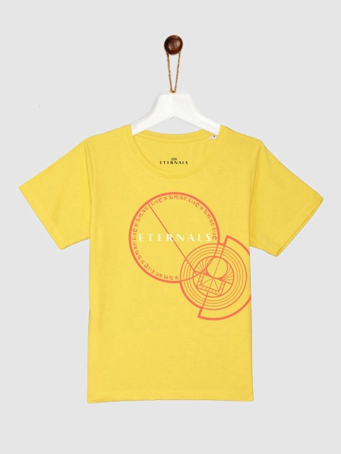 

YK Marvel Boys Yellow & Red Eternals Printed Pure Cotton T-shirt
