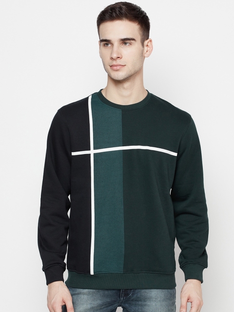 

Octave Men Green Colourblocked Fleece Sweatshirt
