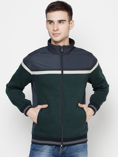 

Octave Men Green Colourblocked Fleece Sweatshirt