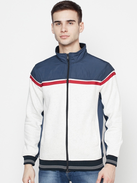 

Octave Men White Colourblocked Fleece Sweatshirt